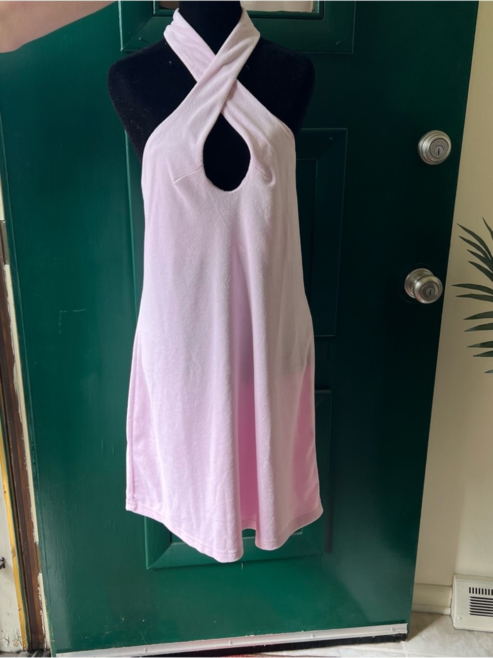 Fabletics Pale Pink Terry Halter Baby Doll Dress